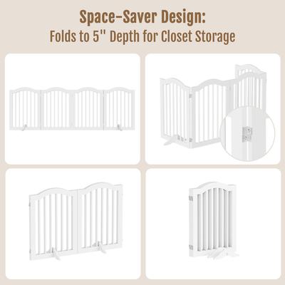 Show full view: Yafylly Foldable Wood 4 Panel Freestanding Dog Gate, White slide 6 of 7