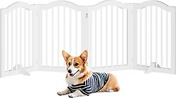 Yafylly Foldable Wood 4 Panel Freestanding Dog Gate, White