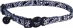 Safe Cat Fashion Adjustable Breakaway Cat Collar, Black Skulls