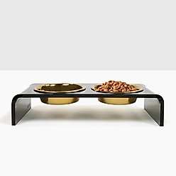 Hiddin Small Smoke Grey Double Dog Bowl, Gold, 1.5-cup slide 1 of 6