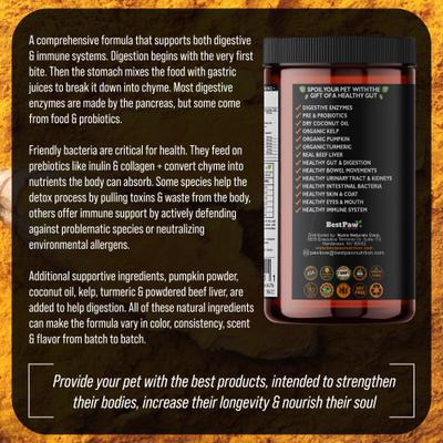 Show full view: Best Paw Nutrition Pure Digestion Probiotic, Prebiotic & Digestive Enzyme Powder for Dog & Cat Supplement, 16.26-oz bottle slide 7 of 11