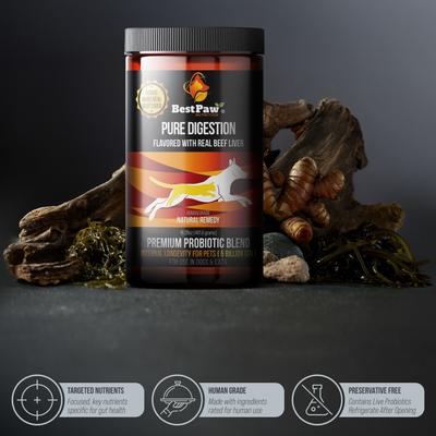 Show full view: Best Paw Nutrition Pure Digestion Probiotic, Prebiotic & Digestive Enzyme Powder for Dog & Cat Supplement, 16.26-oz bottle slide 6 of 11