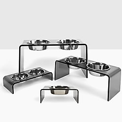 Hiddin Small Smoke Grey Double Dog Bowl, Silver, 1.5-cup slide 2 of 6