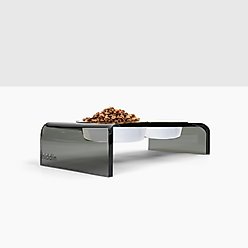 Hiddin Small Smoke Grey Double Dog Bowl, White, 1.5-cup