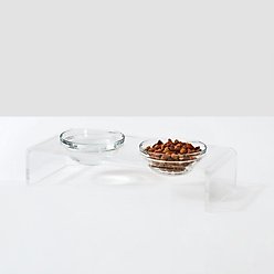 Hiddin Clear Glass Double Dog Bowl, 2-cup