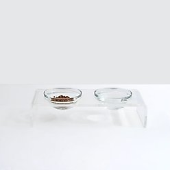 Hiddin Clear Glass Double Dog Bowl, 4 cup
