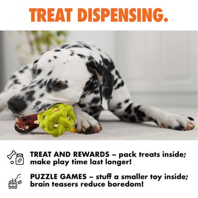 Show full view: Arlee Home & Pet Max Fusion Made with Nike Grind Helix Dog Ball Toy, Green, Medium slide 5 of 10