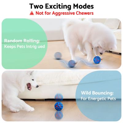 Show full view: YVE LIFE Automatic Durable Bouncing & Vibrating Interactive Ball Dog Toy with USB Rechargeable, Blue, Medium slide 5 of 10