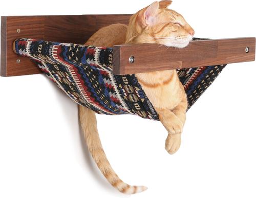 Show full view: FUKUMARU Durable Walnut Wall-Mounted Kitten & Cat Bed Hammock, Retro Brown, 16 x 14 x 5-in slide 7 of 8