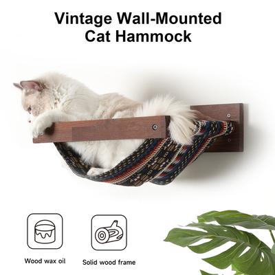 Show full view: FUKUMARU Durable Walnut Wall-Mounted Kitten & Cat Bed Hammock, Retro Brown, 16 x 14 x 5-in slide 2 of 8