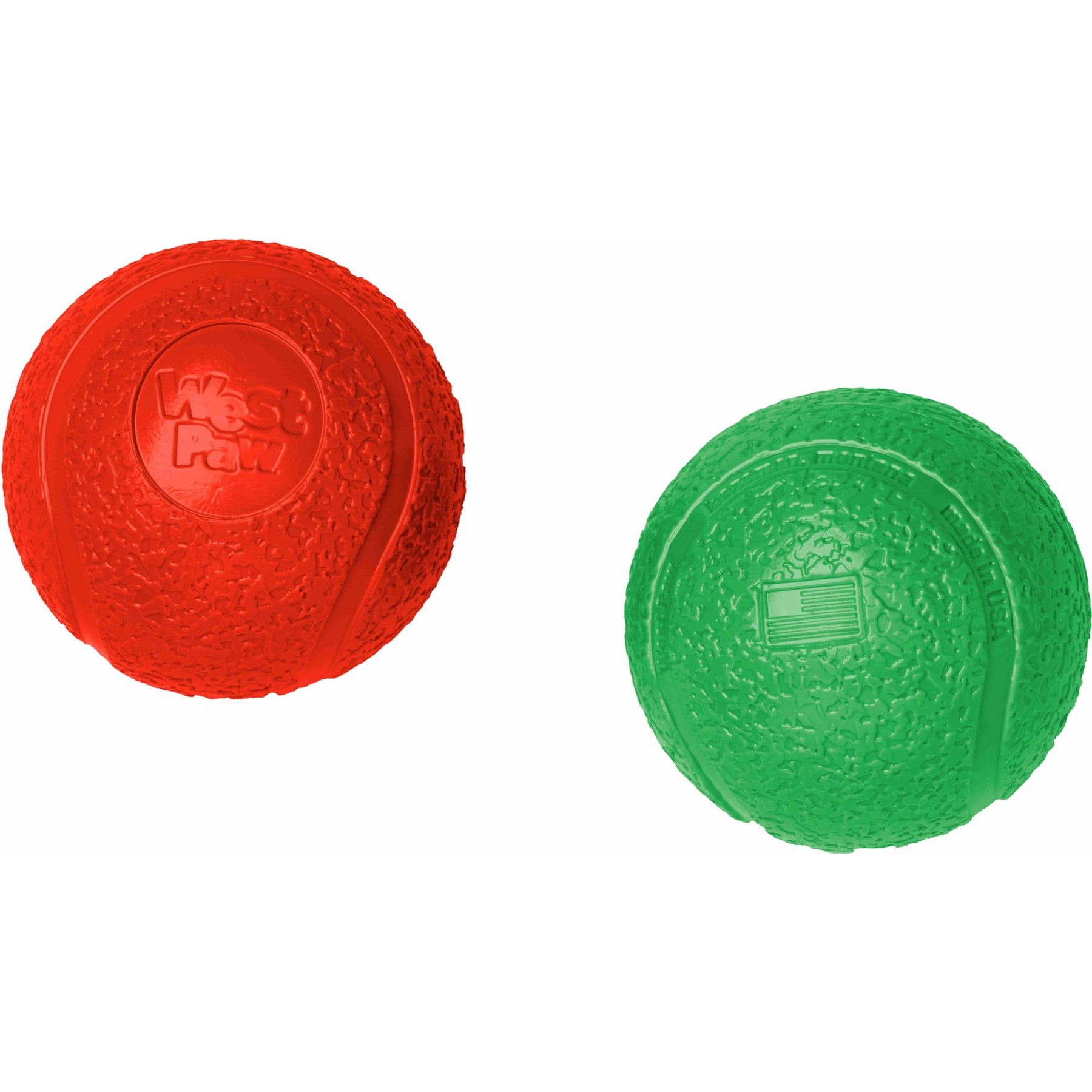 West Paw Limited Edition Boundr Tough Dog Ball Chew Toy, Cardinal/Clover, Small, 2 count
