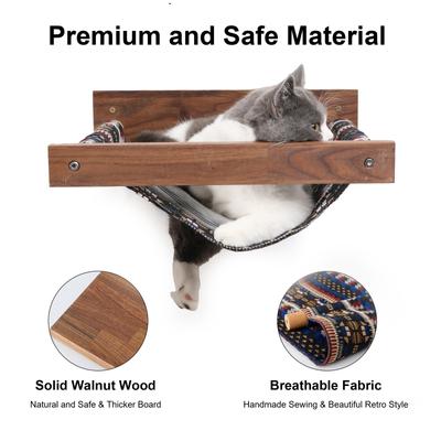 Show full view: FUKUMARU Durable Walnut Wall-Mounted Kitten & Cat Bed Hammock, Retro Brown, 16 x 14 x 5-in slide 3 of 8
