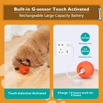 Show full view: YVE LIFE Automatic Durable Motion Interactive Rolling Ball Dog Toy with USB Rechargeable, Orange, Medium slide 3 of 10
