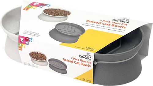 Show full view: Kitty City Slow-Feed Elevated Cat Bowls, White & Grey, 6.5-oz, 2 count slide 8 of 12