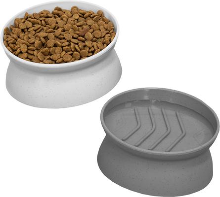 Show full view: Kitty City Slow-Feed Elevated Cat Bowls, White & Grey, 6.5-oz, 2 count slide 6 of 12
