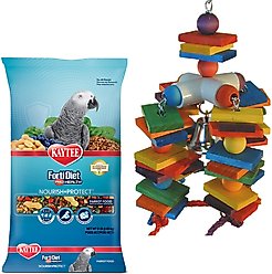 Kaytee Forti-Diet Pro Health Parrot Food + Super Bird Creations 4 Way Play Toy