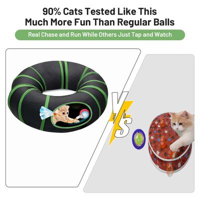 Show full view: YVE LIFE Indoor Motion Activated Boredom Relief Interactive Fast Rolling Ball Enrichment Tunnel Kitten & Cat Toy, Black, Medium slide 4 of 7