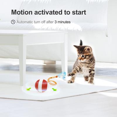 Show full view: YVE LIFE Automatic Motion Activated Indoor The 3rd Generation Agile Moving Ball with Elastic Mesh Tail Kitten & Cat Toy, Orange, Medium slide 5 of 7