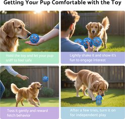 YVE LIFE Automatic Durable Bouncing & Vibrating Interactive Ball Dog Toy with USB Rechargeable, Blue, Medium slide 2 of 8