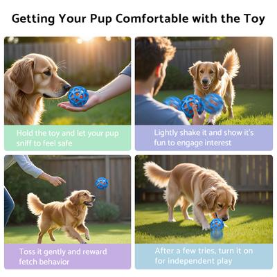 Show full view: YVE LIFE Automatic Durable Bouncing & Vibrating Interactive Ball Dog Toy with USB Rechargeable, Blue, Medium slide 7 of 10