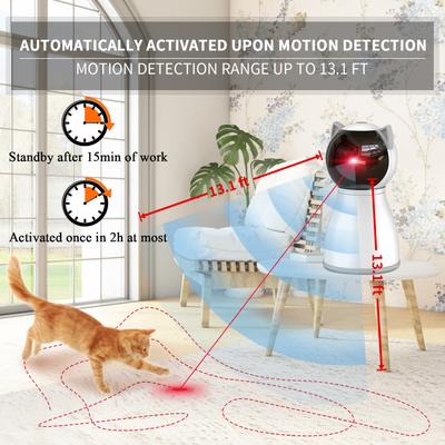 Show full view: YVE LIFE Automatic Motion Activated Indoor The 4th Generation Real Random Trajectory Rechargeable Laser Cat Toy, White, Medium slide 3 of 7