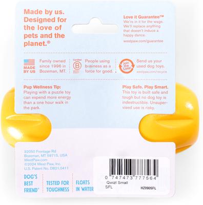 Show full view: West Paw Limited Edition Qwizl Dog Toy, Sunflower, Small slide 4 of 7