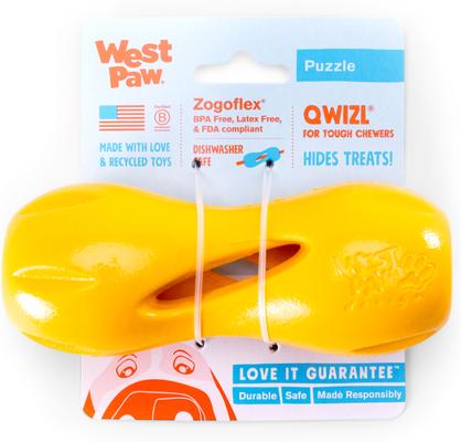 Show full view: West Paw Limited Edition Qwizl Dog Toy, Sunflower, Small slide 3 of 7