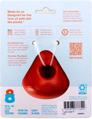 Show full view: West Paw Limited Edition Toppl Dog Toy, Cardinal, Large slide 6 of 10