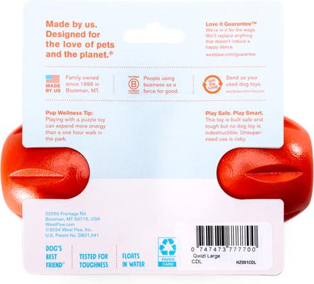 Show full view: West Paw Limited Edition Qwizl Dog Toy, Cardinal, Large slide 4 of 8