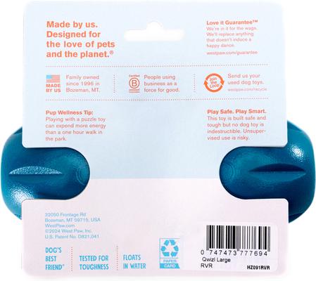 Show full view: West Paw Limited Edition Qwizl Dog Toy, River, Large slide 4 of 8