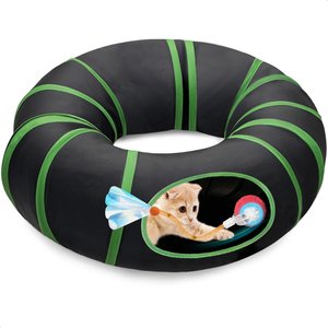 YVE LIFE Indoor Motion Activated Boredom Relief Interactive Fast Rolling Ball Enrichment Tunnel Kitten & Cat Toy, Black, Medium