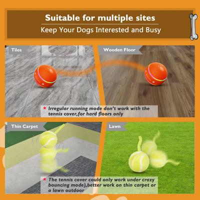 Show full view: YVE LIFE Automatic Durable Motion Interactive Rolling Ball Dog Toy with USB Rechargeable, Orange, Medium slide 5 of 10