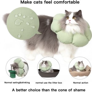 H HIDREAM Cat Cone Recovery Collar, Green, Medium