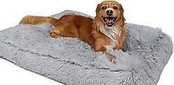 Sherry Kline Pet Collection Shaggy Fur Rectangle Pillow Dog Bed, 26-in, Light Grey