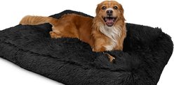Sherry Kline Pet Collection Shaggy Fur Rectangle Pillow Dog Bed, 26-in, Black