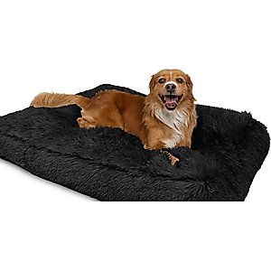Sherry Kline Pet Collection Shaggy Fur Rectangle Pillow Dog Bed, 26-in, Black