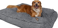 Sherry Kline Pet Collection Shaggy Fur Rectangle Pillow Dog Bed, 26-in, Dark Grey