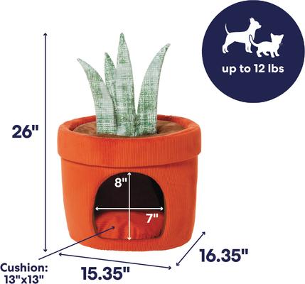 Show full view: Frisco Snake Plant Covered Cat & Dog Bed with Removable Leaf Toy slide 2 of 8