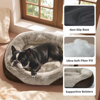 Show full view: Bedsure Square Bolster Dog Bed, Brown, Medium Plus slide 3 of 11