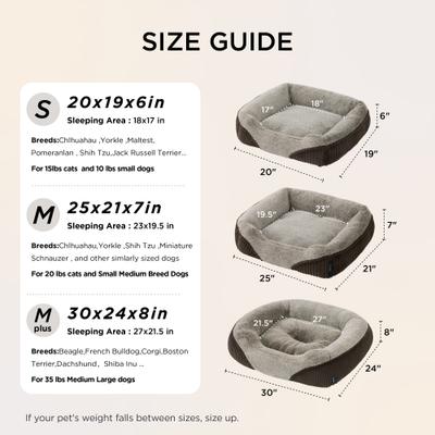 Show full view: Bedsure Square Bolster Dog Bed, Brown, Small slide 9 of 12