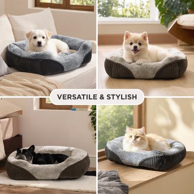 Show full view: Bedsure Square Bolster Dog Bed, Brown, Small slide 6 of 12