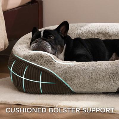 Show full view: Bedsure Square Bolster Dog Bed, Brown, Medium Plus slide 2 of 11