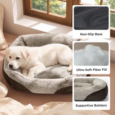 Show full view: Bedsure Square Bolster Dog Bed, Brown, Small slide 4 of 12
