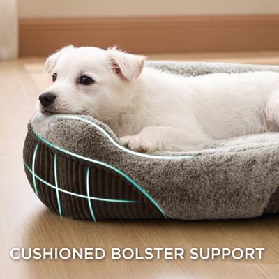 Show full view: Bedsure Square Bolster Dog Bed, Brown, Medium slide 2 of 12