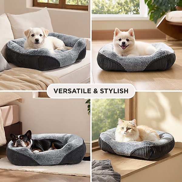 Show full view: Bedsure Square Bolster Dog Bed, Grey, Small slide 5 of 11
