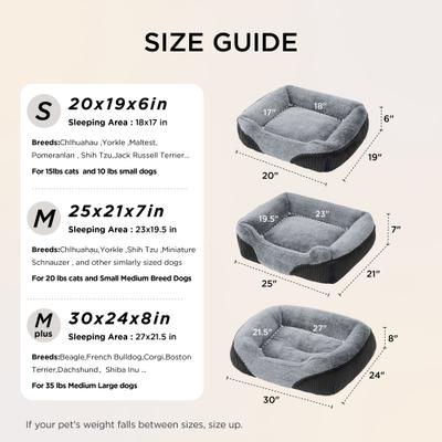 Show full view: Bedsure Square Bolster Dog Bed, Grey, Medium slide 10 of 13