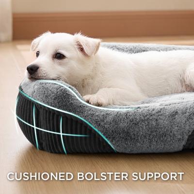 Show full view: Bedsure Square Bolster Dog Bed, Grey, Medium slide 3 of 13
