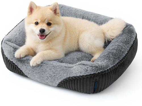 Show full view: Bedsure Square Bolster Dog Bed, Grey, Small slide 2 of 11