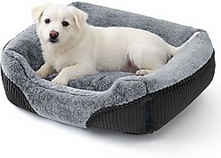 Bedsure Square Bolster Dog Bed, Grey, Medium
