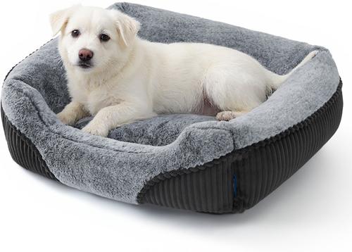 Show full view: Bedsure Square Bolster Dog Bed, Grey, Medium slide 4 of 13